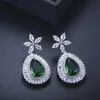 Luxury Garnet Red CZ Jewelry Elegant Large Pear Drop Cubic Zirconia Womens Fashion Dangle Earrings CZ387 210714