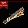 Clip Gemelli Chiusure, Puntine Gioielli Drop Delivery 2021 0I3Ve Mens Formal Business Sfondo nero Sier Stripe Collar Clip Tie Pin Gwr8R