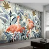 Aangepaste muurschildering Europese stijl handgeschilderde tropische plant flamingo foto 3D muur muurschilderingen behang voor hotel slaapkamer levende kamergeegoed