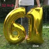 32inch Large Number Aluminum Foil Balloons Rose Gold Silver Digit Figure Balloon Child Adult Birthday Wedding Decor Party Supplies