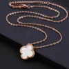 Wholale Ladi Clover Shell Pendant Stainls Steel 18K Rose Gold Women Necklace5582517