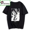 Män Kläder Junji Ito Skriv ut Människans T-shirt Harajuku Korta Streetwear Aestetic Anime Shirt Bomull Svart Tshirt 210706