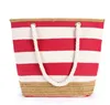 3pcs Stuff Sacks Women Stripes and Straw Patchwork Casual Beach Bags Large Capacity Canvas Totes Outdoor