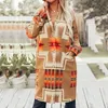 Geïnspireerd deken jas vrouwen dames lange tribal print camel boheemse geometrische jacquard buttons down revers jas jas 210412