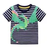 Hoppmätare Flickor Sommar T-shirts med djur Skriv ut Baby Bomull Fågelkläder Söt toddler Kortärmad Barnkläder 210529