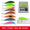 56 pz/lotto Kit Esche Da Pesca Misto Compreso Minnow CrankBait con Ganci per Acqua Salata Trota D'acqua Dolce Bass Salmon