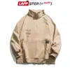 Lappster-Youth Men Fleece Pocket Pocket Harajuku толстовки мужские негабаритные уличные кофты корейские капюшоны хип-хоп черная одежда 211217