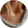 Hänghalsband exklusiva Dainty Circle Choker halsband 14K guldpläterad delikat för kvinnor rostfritt stål smycken juvelery