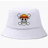 One Piece Bucket Hat Panama Cap Der Piratenkönig Anime Luffy Harajuku Damen Herren Baumwolle Outdoor Sonnenschutz Hüte mit breiter Krempe Q0805275J