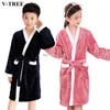 Vinter Kids Bathrock Fleece Robes för pojkar Solida Tjejer Pyjamas Varma Barn Pajama Tonåring Badrock Simning Kläder 211130