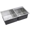 Stainless steel classic double bowl bottom mounted kitchen sink nano silver