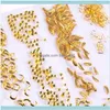 Salon Nail Health Beautynail Dekoracje Dapai cienki Aessories Summer Shell Slider Studs Mixed 3D DIY Hollow Metal Rame Gold5342027