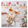 Gold Glitter Socks Santa Claus Candy Stocking Christmas Eve Apple Bag Family Party Pendant met Snowman Elk Patroon