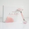 Facial Massage Roller Gua Sha Tool Face Protection Scraper Natural Rose Quartz Crystal Stone Skin Care Set Anti-Cellulite Massager Beauty Product