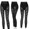 Pantaloni da donna in pizzo Design con stampa di lettere Leggings sexy scavati con cerniera laterale Pantaloni lunghi a vita alta moda2455561