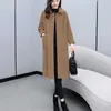 Manteau mi-long femme version coréenne d'automne et d'hiver manches lanternes en laine Au-dessus du genou veste 210527