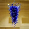 GoGloBalCo Hand Blown Glass Chandelier Lamps Villa Lighting Italy Design Blue Pendant Lights Modern High Ceiling Chandelier