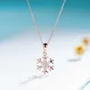 Natural Diamond Solidne 10K Gemstone Wisiorki dla kobiet Luksusowe Rose Gold Snowflake Engagement Fine Jewelry Christmas Gift 210706