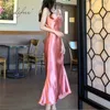 Ordifree 2021 Summer Women Long Satin Slip Drspaghetti Strap Party DrVintage Gold Black Silk Sexig Maxi Dress X0529