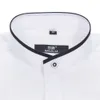 マンダリンカラービジネスフォーマルシャツメンズソリッドカラードレスシャツオフィスウェアホワイト/ブラックカラーアジアのサイズ210708