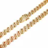 Iced Out 15mm Miami Cuban Link Chains 8 "16" 18 "20" 24 "Custom Halsband Armband Rhinestone Bling Hip Hop Men Smycken Halsband