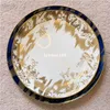 Luxuriöses 28-teiliges Speiseteller-Set aus Keramik mit goldenem Rand und farbenfrohem Geschirrset aus Knochenporzellan
