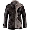 メンズ暖かい冬のオーバーコートレザーの毛皮の裏地の厚いコートカウボーイジャケットの出雲211111