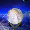 2021 Ny målade stjärna himmel LED Natt Ljusmåne Lampa 3D Touch Remote Control Atmosphere Creative Gift Galaxy Lampor Inomhus heminredning