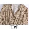 Women Chic Fashion Leopard Print Ruffled Mini Dress Vintage Long Sleeve Elastic Waist Female Dresses Vestidos 210507