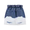 Hit Color Denim Skirt For Women High Waist Casual Slim Blue A Line Mini Skirts Female Summer Fashion Clothing 210521