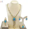 Oorbellen Ketting Yulaili Mode Crystal Hanger Stud Charm Armband Ring Dubai Sieraden Sets Vintage Accessoires voor Vrouwen