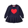 Meisje jurken herfst kids baby meisjes gebreide truien chidlern's jurk liefde hart print lange mouwen O-hals prinses knitwear outfits