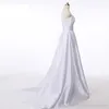 Estoque sexy uma linha branca cetim plus tamanho vestidos de noiva vestidos de noiva com apliques vestido de festa de chão-comprimento QC1148