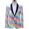 Rainbow Blazer Jacket Mężczyźni Scena Party Cekiny Męskie Kurtki Kurtki Sukienka Luksusowa Performance Męskie Blazer Ślub Piosenkarz Kostium Homme 210524