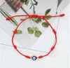 7 noeuds bleu mauvais œil Bracelet réglable porte-bonheur rouge chaîne Bracelets Couple bijoux amitié Bracelets avec carte papier cadeau 2 pièces/ensemble