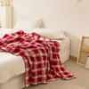 red knitted throw