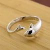 Argent dauphin anneaux Animal ouvert réglable anneau bande doigt ongle pour femmes enfants mode bijoux Will et Sandy