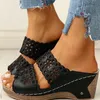 Sandaler Kvinnor Retro Platform Wedge Skor Fashion Cut Out för Heel Slippers Outdoor Ladies