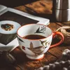 Tasse à café en céramique de Style nordique rétro Animal peint à la main petit déjeuner lait tasse à thé jus cuisine boisson céréales verres 220311