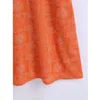 Vuwwyv Summer Dress Fashion Orange Print Långa Klänningar för Kvinnor Full Sleeve Back Open Evening Party Vestidos Slips 210430