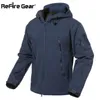 Dovire Gear Navy Blue Soft Shell Kurtka wojskowa Mężczyźni Wodoodporna Wojska Kurtka Taktyczna Płaszcz Zimowy Ciepły Polar Kapturem Windbreaker 210927