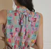 summer 2 Pieces Set Women's Sleeveless Print Tops + Irregular Mermaid Skirts Korean Chic Office Lady Suit 210531