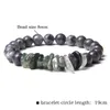 Pulseras de cuentas de piedras preciosas grises para hombres y mujeres, pulsera con cuentas de cristal de Cuarzo rutilado verde, joyería