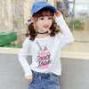 여자 꽃 패턴을위한 티셔츠 Tshirt Girl Letter Kids T 셔츠 캐주얼 스타일 의류 6 8 10 12 14 210528