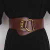 Fashion Wide Genuine Leather Belt Corset Belt Women Big Gold Color Pin Buckle Waistband Female Waist Belt Dress Decorative Q0625