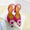 2023 Kleid Schuhe Begum Sonne Kristall Schnalle Weinglas Ferse SLING BACK Diamant Sandalen Glanz Kappe Zehenabsätze AMINA MUADDI sexy Frauen Schuh Sommer Fee verziert