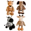 Amigos selvagens de pelúcia brinquedos selva animais macio criativo crianças presente de pelúcia cão zebra elefante leão raposa giraffe kid playmate boneca 210929