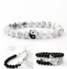 Feminino Strand Pulseira Clássico Pedra Natural Branco E Preto Yin Yang Braceletes Frisados ​​para Homens Mulheres Amigo