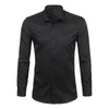 Grijze elastische bamboe fiber shirt mannen gloednieuwe mouwen heren jurk shirts niet-ijzeren eenvoudige zorg zakelijke werk chemise homme xxl 210410