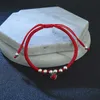 Handmade Pleciony Czerwony Wątek Sznur Rope Charm 925 Sterling Silver Koralik Emalia Serce Bransoletka Dla Kobiet Regulowana Szczęście Biżuteria